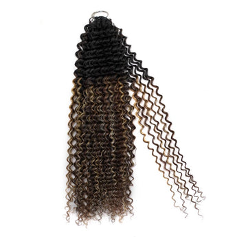 QVR Sun-Kissed Blonde Mixed Highlights Crochet Hair Small Kinky Curly Machine Made Feather Human Hair Extension