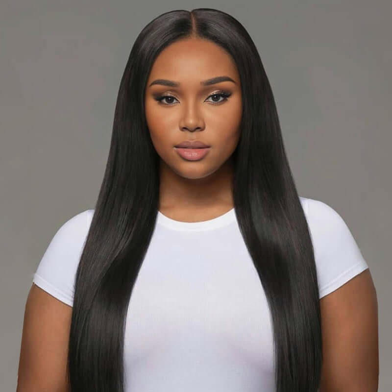 qvr natural black soft straight crochet hair extensions