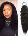 qvr soft black small kinky curly machine made human hair extensions