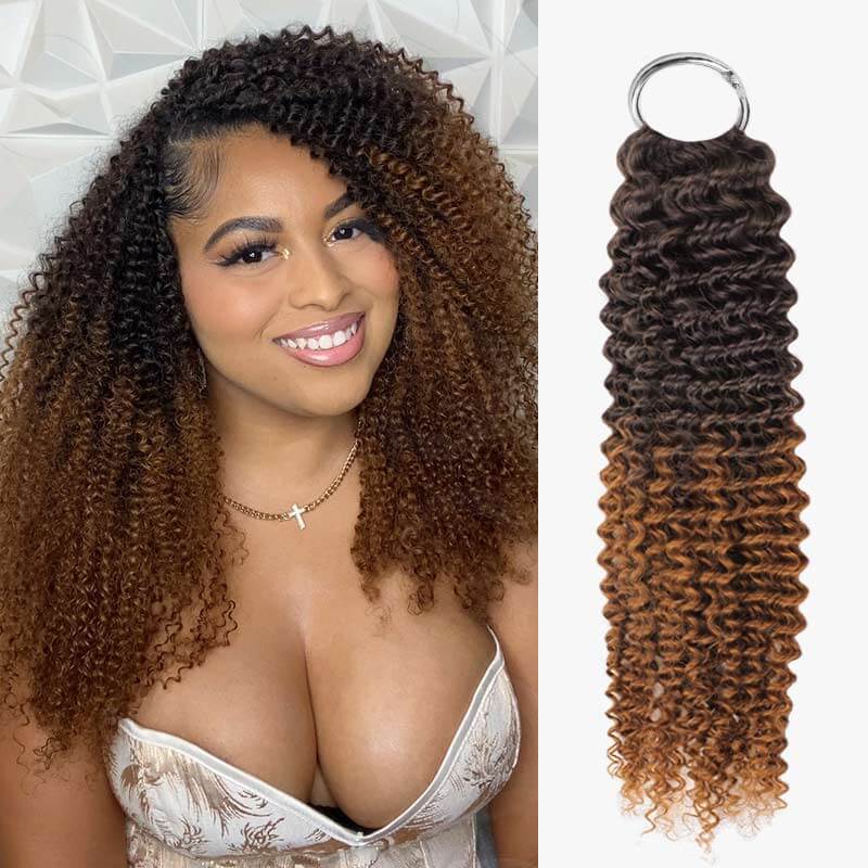 qvr reusuable ombred small kinky curly crochet human hair extensions