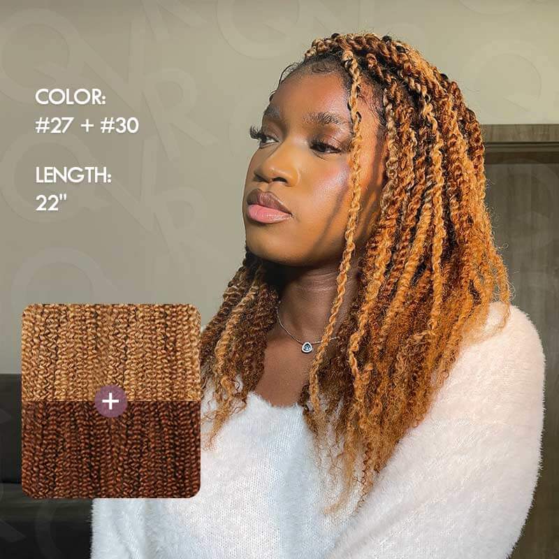 22&quot; honey blonde and auburn brown passion twist braiding hair