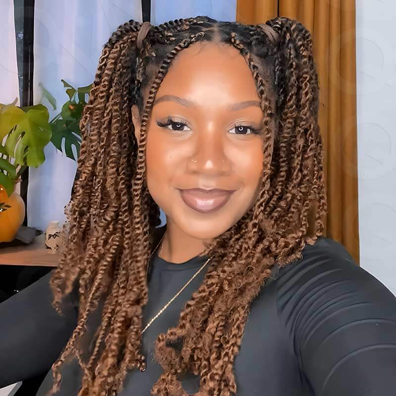 auburn brown colored passion twist hair extensions