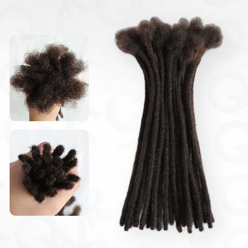 deep brown colored human hair dreadlock extensions