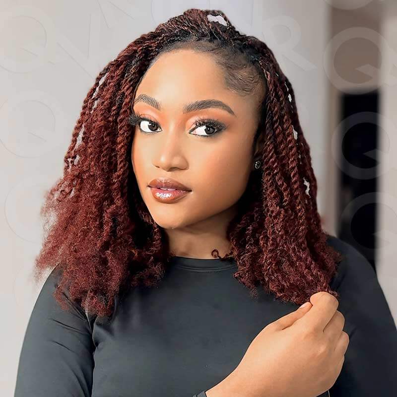 reddish brown colored afro kinky bulk for mini twists