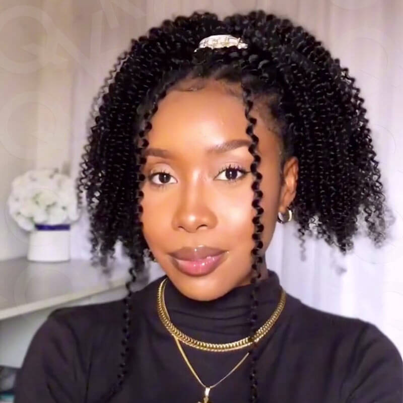 black color machine made kinky curly crochet hair extensions for braiding