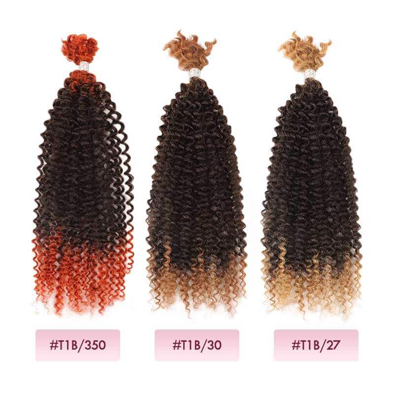 #T1B/350, #T1B/30 and #T1B/27 colored spring twist human hair extensions