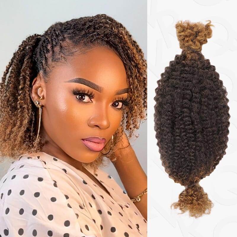 QVR Ombre Afro Kinky Bulk Braids Hair Extensions for Passion Twists &amp; Locs