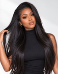 QVR Curly Edge Human Hair Wigs Straight 13x4/13x6 Lace Frontal Wigs With Kinky Edges Baby Hair