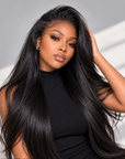 QVR Curly Edge Human Hair Wigs Straight 13x4/13x6 Lace Frontal Wigs With Kinky Edges Baby Hair
