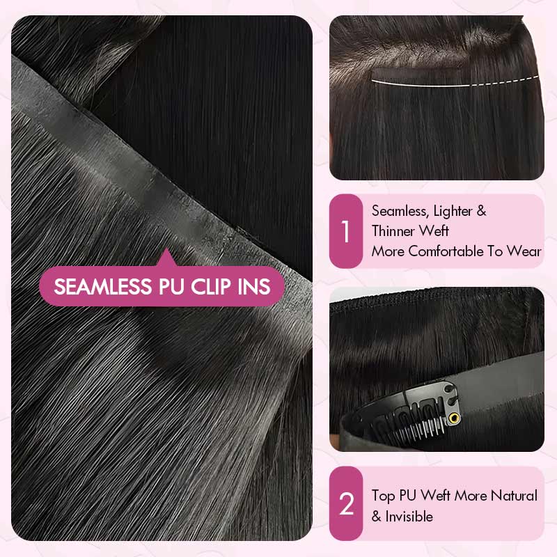 why choose qvr seamless pu human hair clip ins