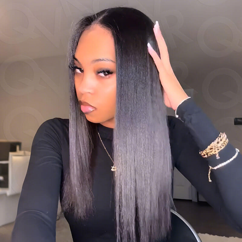 silky straight look qvr human hair clip ins