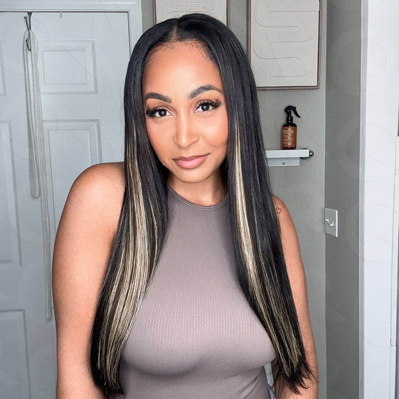 raw human hair bundles straight highlighted texture