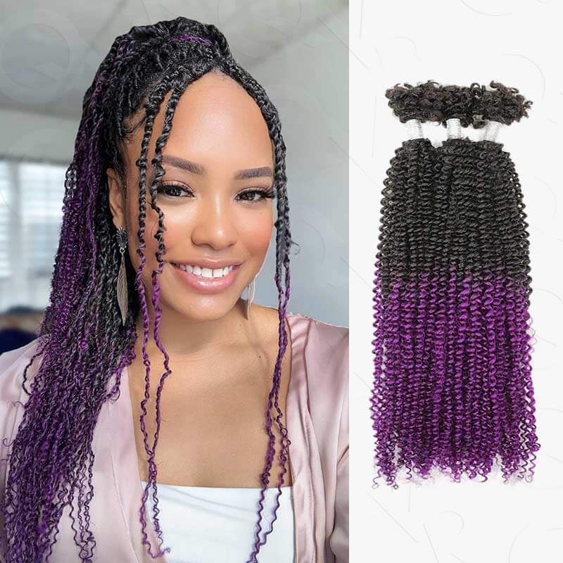 qvr t1b/purple kinky v bulk human passion twist braiding hair