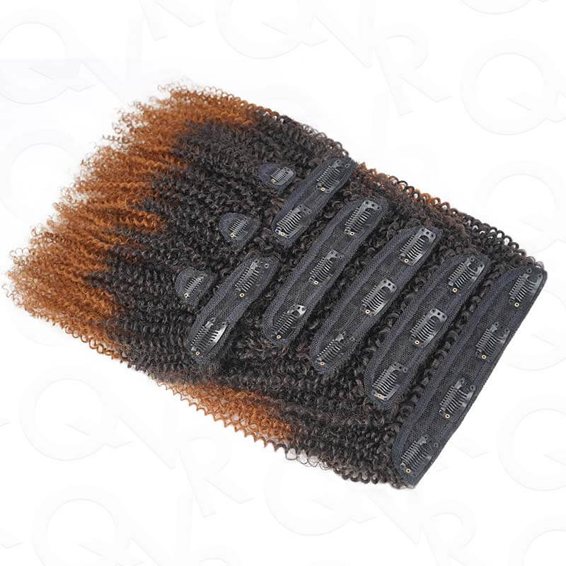 9pcs ombre brown clip in human hair extensions for fullness