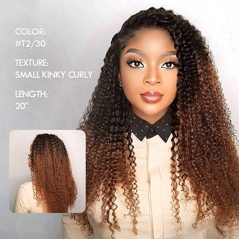 long length kinky curly ombre natural black and auburn brown crochet hair extensions
