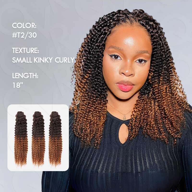 glossy human hair kinky curly ombre auburn brown crochet braids
