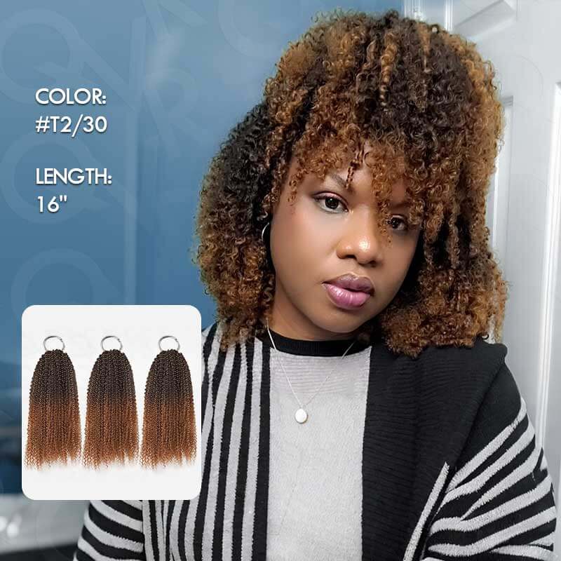 qvr afro kinky curly t2/30 crochet braiding hair extensions