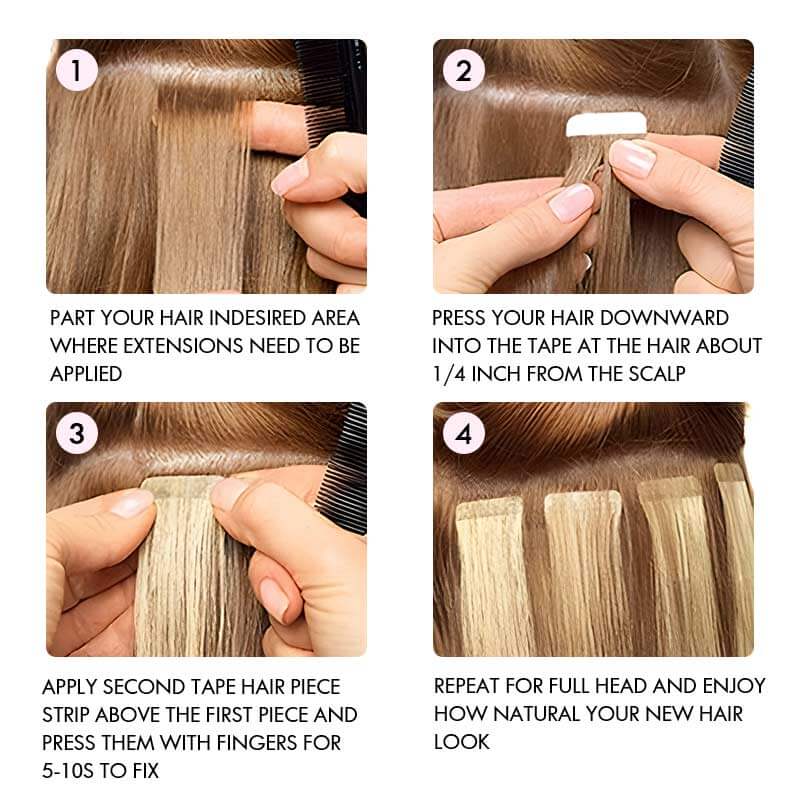 instruction for how to install qvr tape in hair extensions