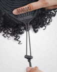 adjustable short curly drawstring ponytail hair extensions with bangs