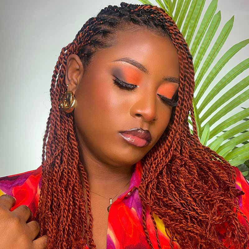 QVR Dark Orange Afro kinky Bulk Hair Extensions 