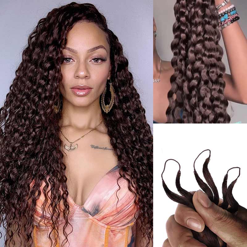 dark brown color water wave crochet hair extensions