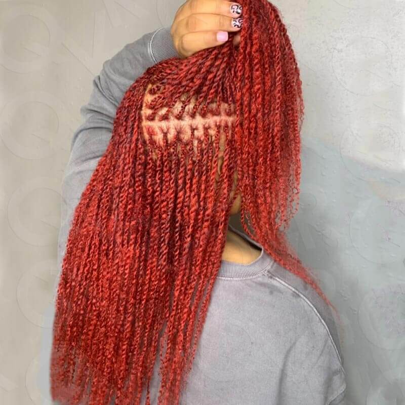 qvr upgrade red afro kinky bulk human hair