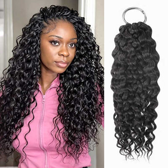 QVR Water Wave Crochet Hair Natural Black Machine Made Feather Human Hair Extension
