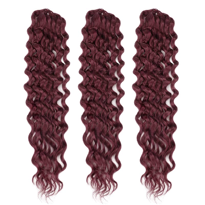 CLEARANCE SALE| #99J Burgundy Color Water Wave Crochet Braid Human Hair Extensions