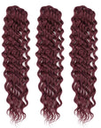 3 packs 99j burgundy water wave crochet braiding hair human hair extensions