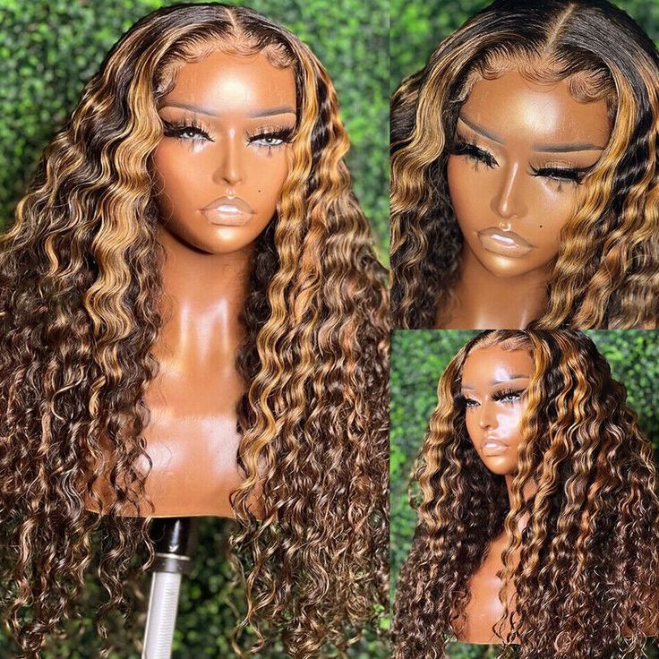 defined water wave wear and go glueless wig with blended highlights