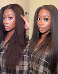 QVR 4C Edges Yaki Straight 9x6 Lace Short Bob Wigs Glueless Human Hair Wig