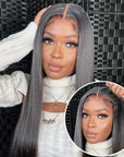 QVR Glueless Pre-cut 4x4 HD Lace Closure Human Hair Wigs Straight Wear & Go Wigs QVR Glueless Pre-cut 4x4 HD Lace Closure Human Hair Wigs Straight Wear & Go Wigs