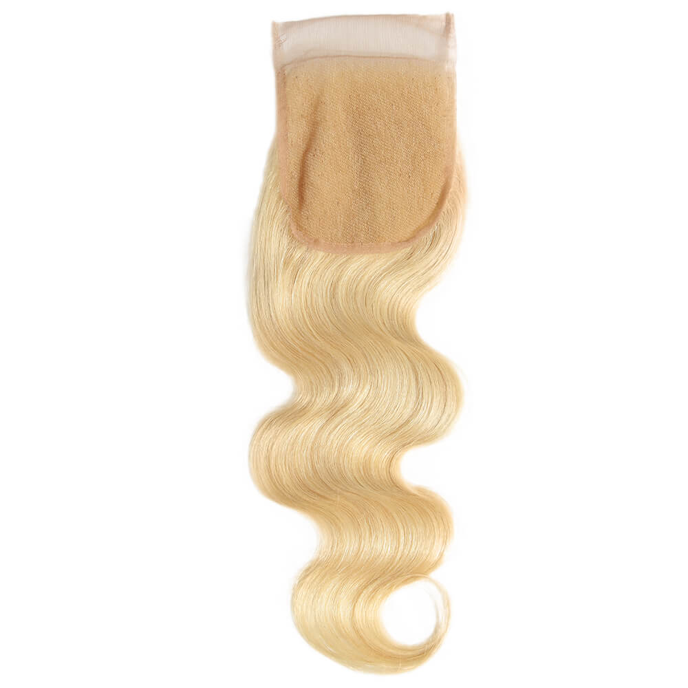 blonde body wave human hair with lace closure