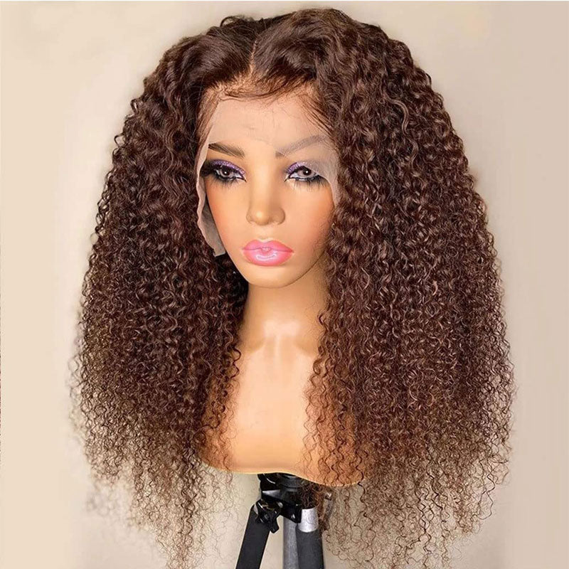 human hair glueless lace frontal wigs in auburn brown for effortless elegance