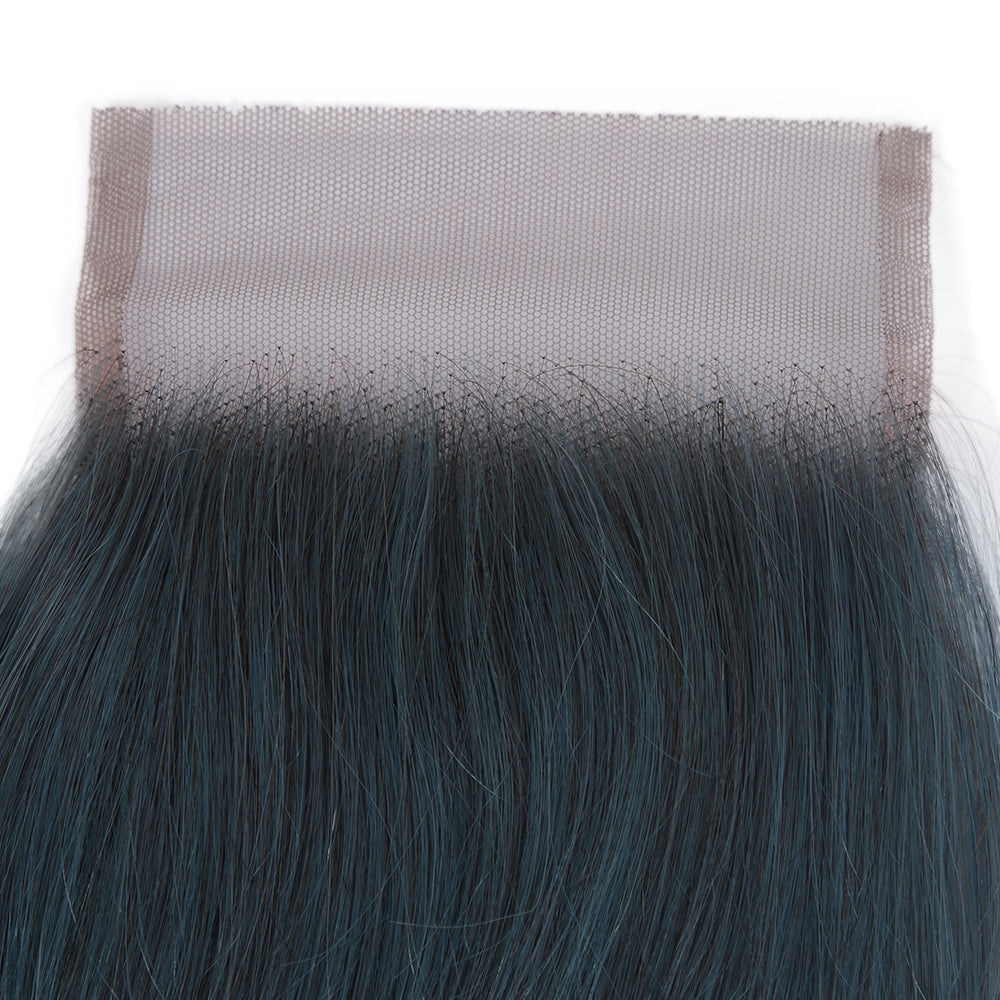 dark jade green virgin human hair with 4x4 lace closure