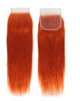 4x4 lace closure straight hair weave ginger orange color