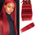 qvr red color silky straight human hair bundles with lace closured human hair weaves