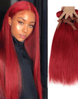 remy hair red color straight human hair bundles