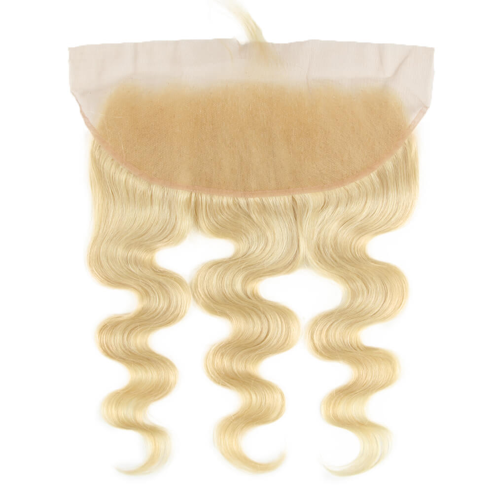 pre plucked 613 blonde body wave human hair weave with 13x4 lace closure