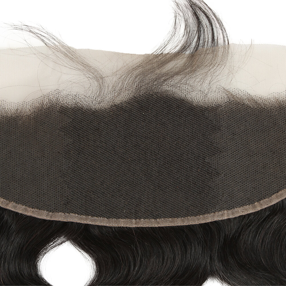 hand tied body wave natural black 13*4 lace frontal human hair