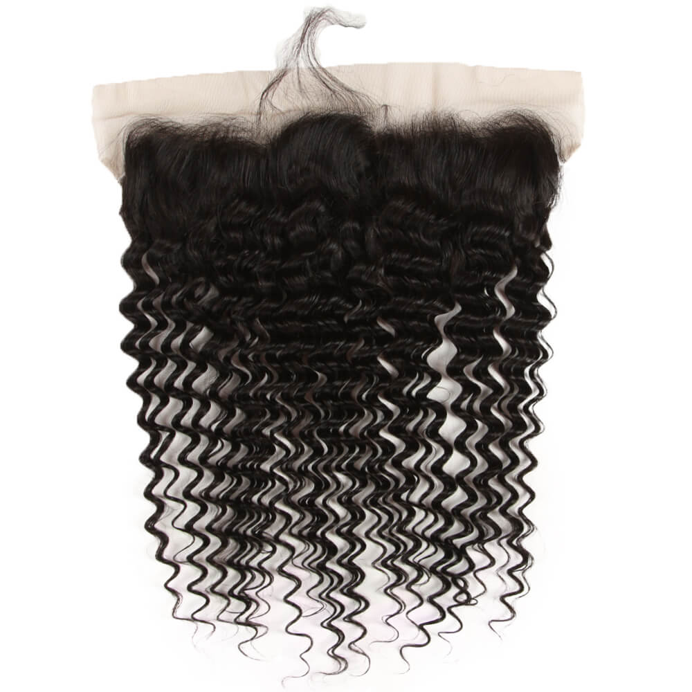 qvr curly natural black virgin human hair with 13*4 lace frontals