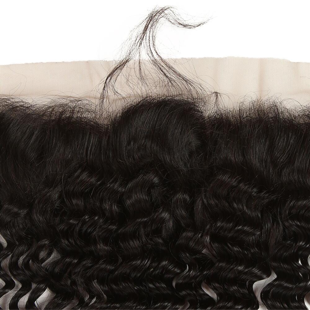 pre plucked curly natural black virgin human hair with 13*4 lace frontals