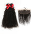 qvr curly natural black human hair bundles with 13*4 lace closure hair weave