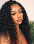 hd lace wigs kinky curly human hair wig for black women, natural color