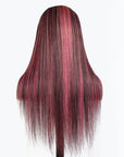 qvr wigs lace front black hair with subtle purple highlights