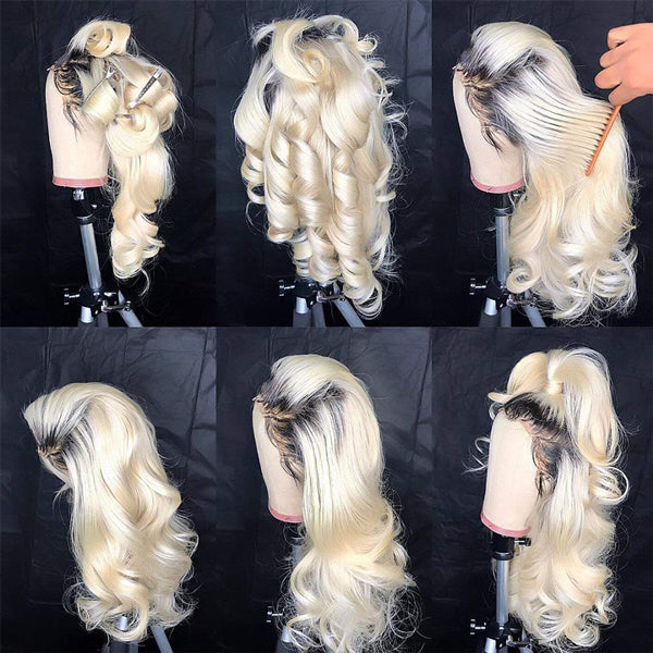 virgin human hair wigs with ombre color and body wave style