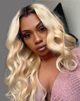 qvr wigs ombre 1b/613 blonde virgin human hair lace front wig