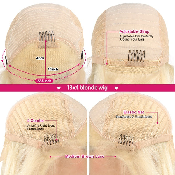 QVR Body Wave Lace Front Wigs 30 inch 1B/613 Blonde 13x4 Virgin Human Hair Wigs Ombre Color