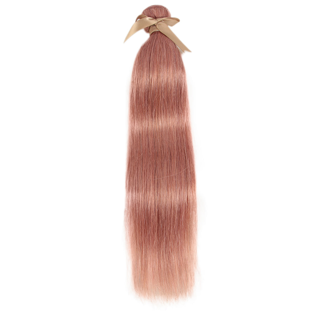 pink straight human hair bundles 1 bundle