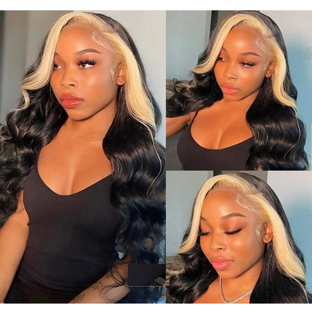 wavy black human hair bundles with lace closure blonde virgin hair